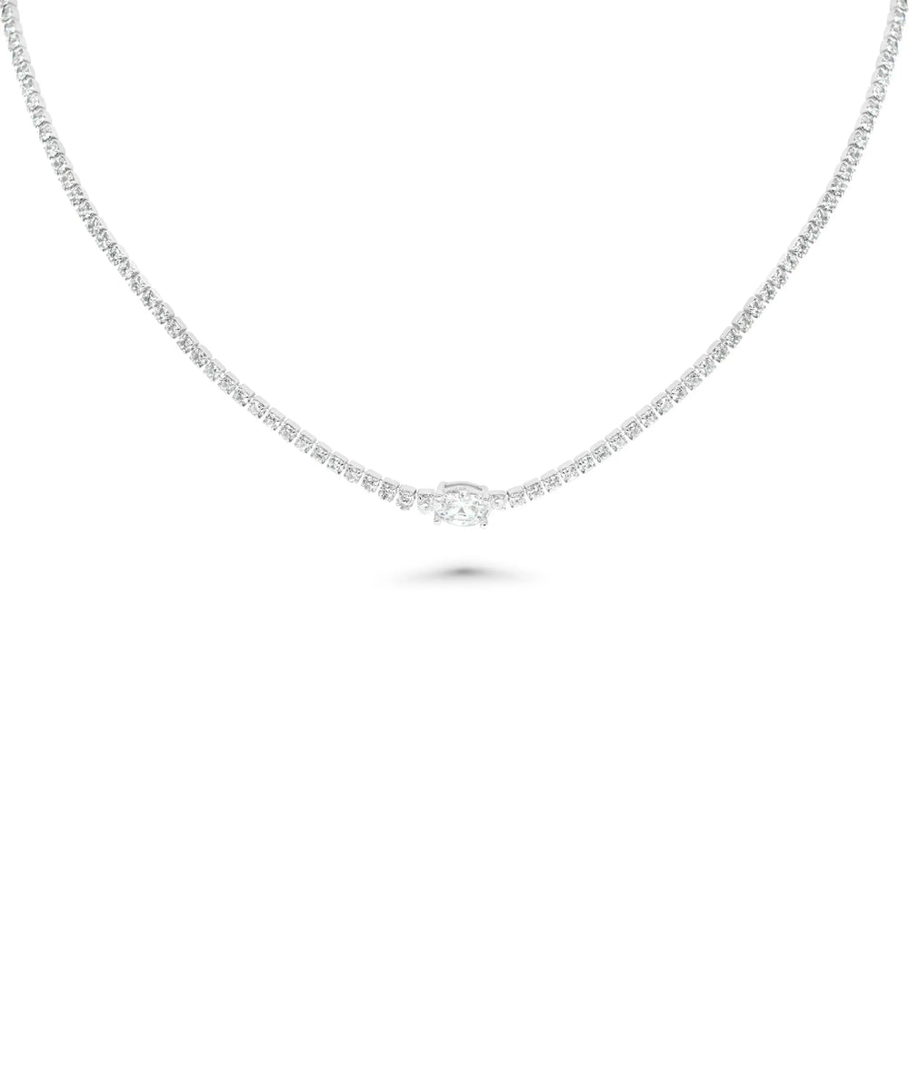 Tennis Necklace with Diamond Solitaire white gold with comprehensive sparkle