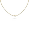 Tennis Necklace with Diamond Solitaire front view yellow gold continuous chain