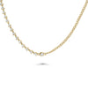 Half Diamond Station and Curb Link Necklace front view yellow gold with dual style