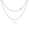 Paper Clip Charm Layered Necklace white gold with modern paper clip design