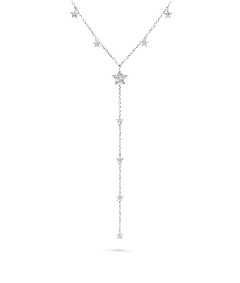 Y Shape Star Necklace white gold with elongating vertical silhouette