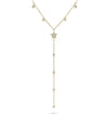 Y Shape Star Necklace front view yellow gold with lariat design and stars