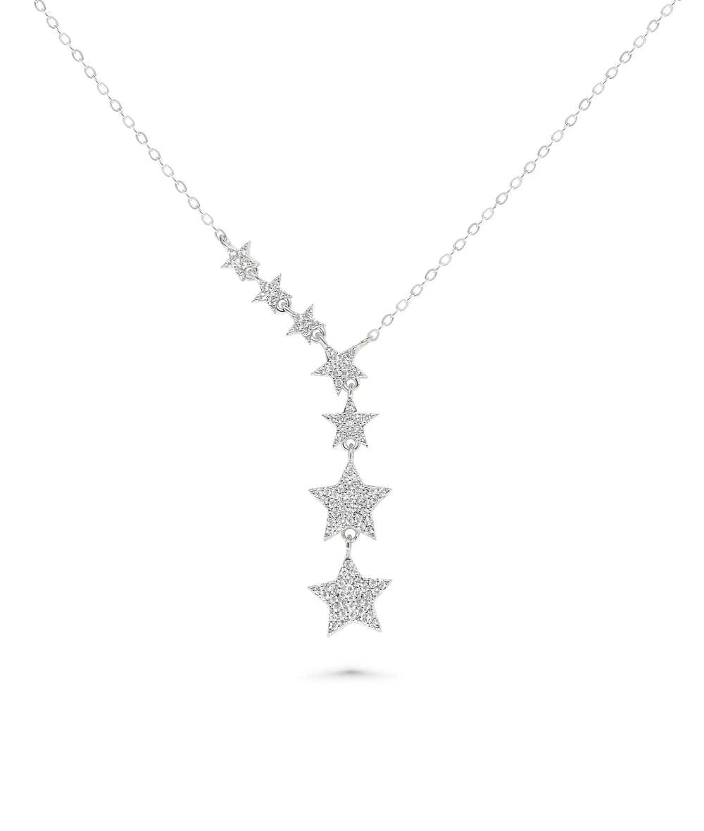 Waterfall Star Necklace white gold with dynamic vertical cascade