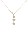 Waterfall Star Necklace front view yellow gold with cascading star design