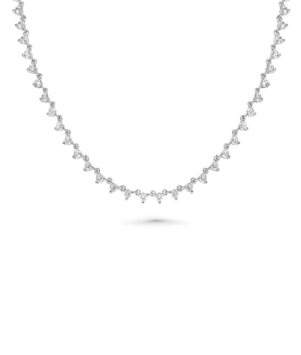 Diamond Station Layer Necklace white gold with graduated length cascade