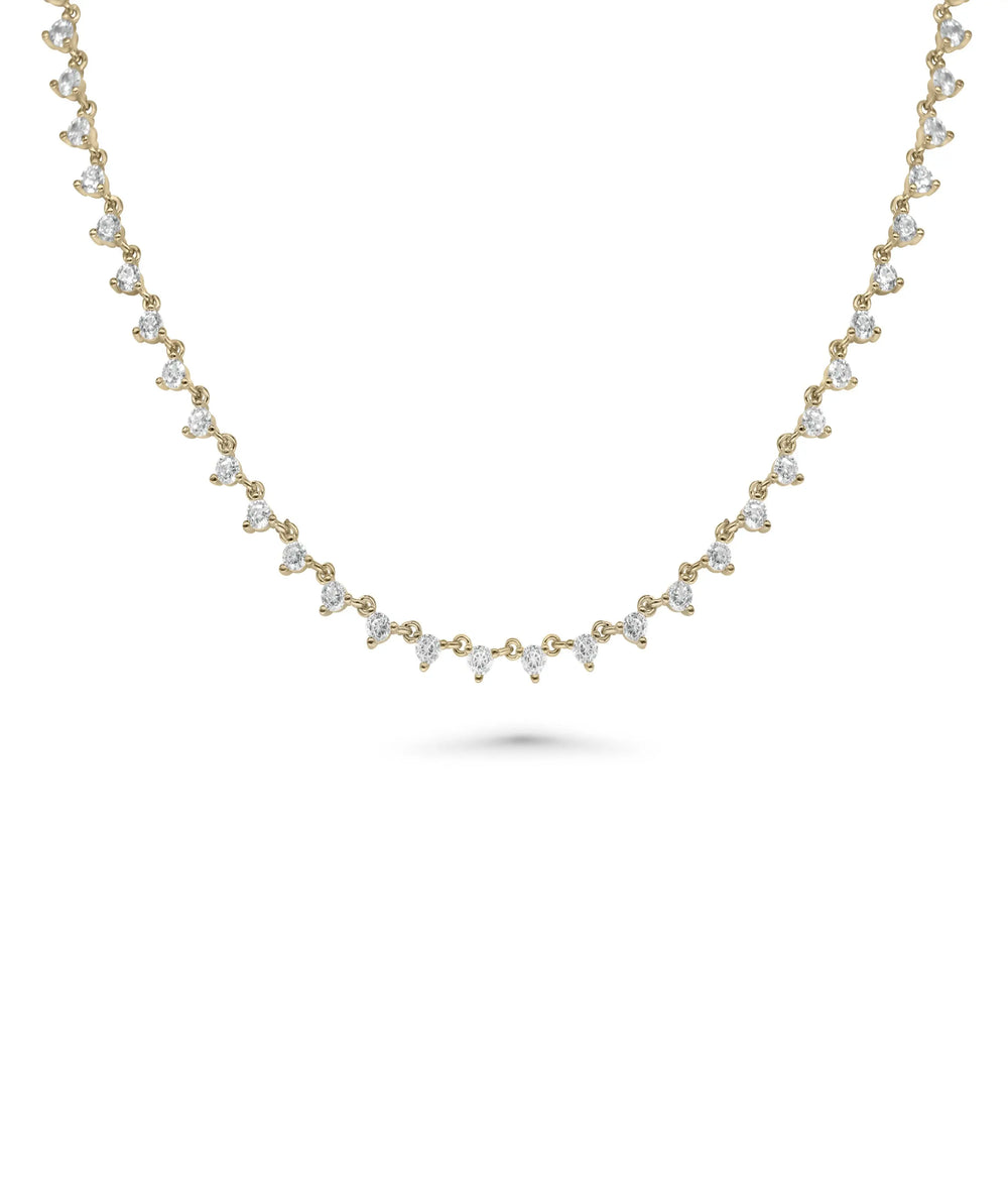 Diamond Station Layer Necklace front view yellow gold with multi-strand design