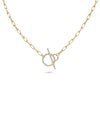 Paper Clip Diamond Toggle Necklace rose gold featuring functional elegance