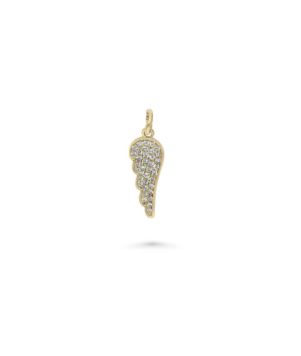 Diamond Pave Wing Charm yellow gold angel wing sparkle