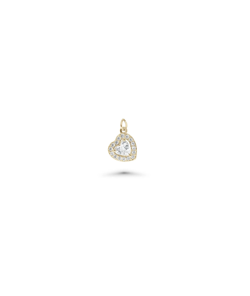 Diamond Solitaire Charm yellow gold heart with solitaire