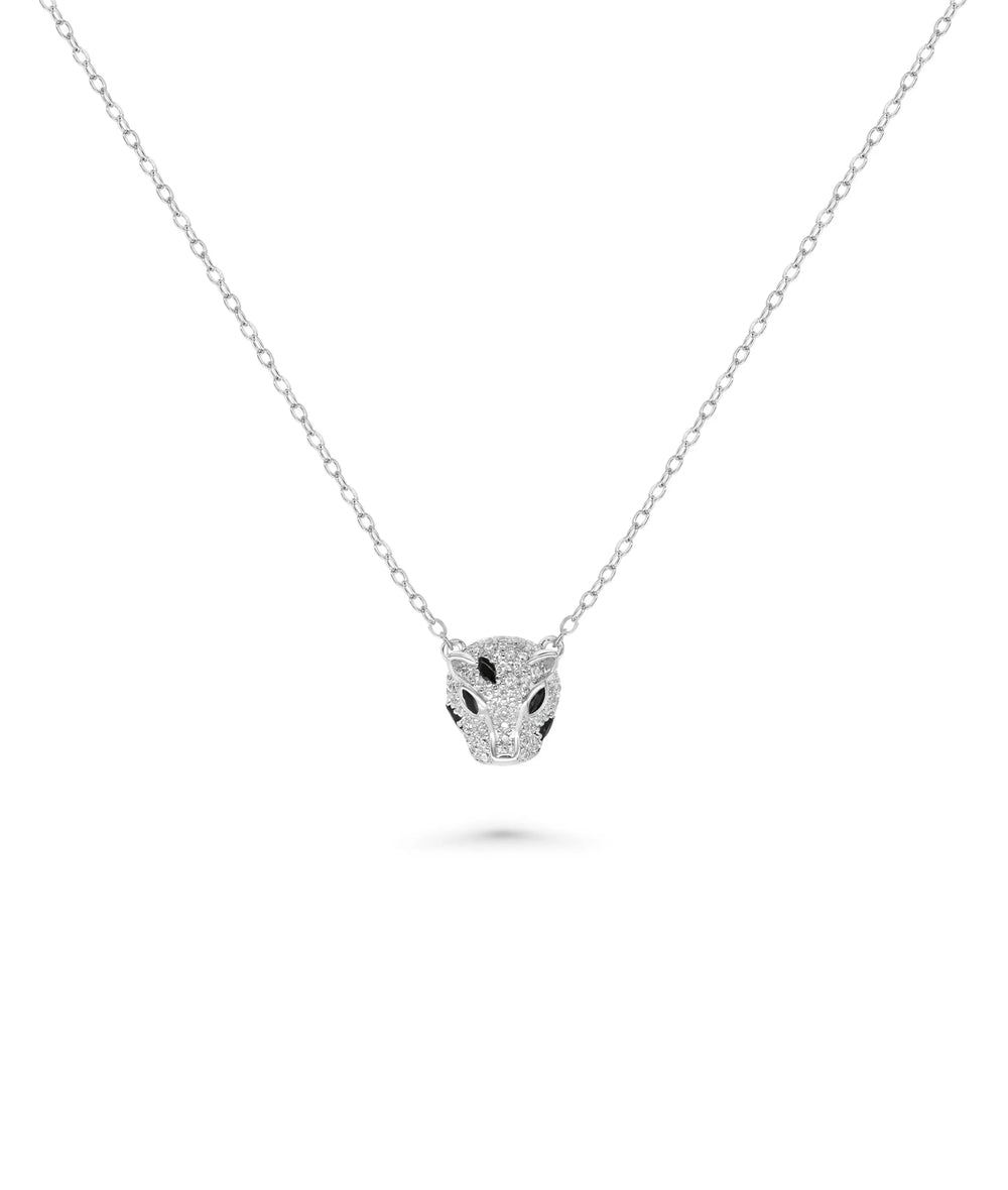 Diamond Panther Head Necklace white gold with powerful animal presence