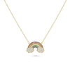 Rainbow Diamond Necklace front view yellow gold with colorful arc pendant