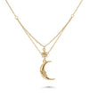 Layered Crescent and Star Necklace rose gold featuring moon and star symbolism
