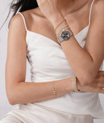Personalized Initial Tennis Bracelet on wrist custom diamond jewelry