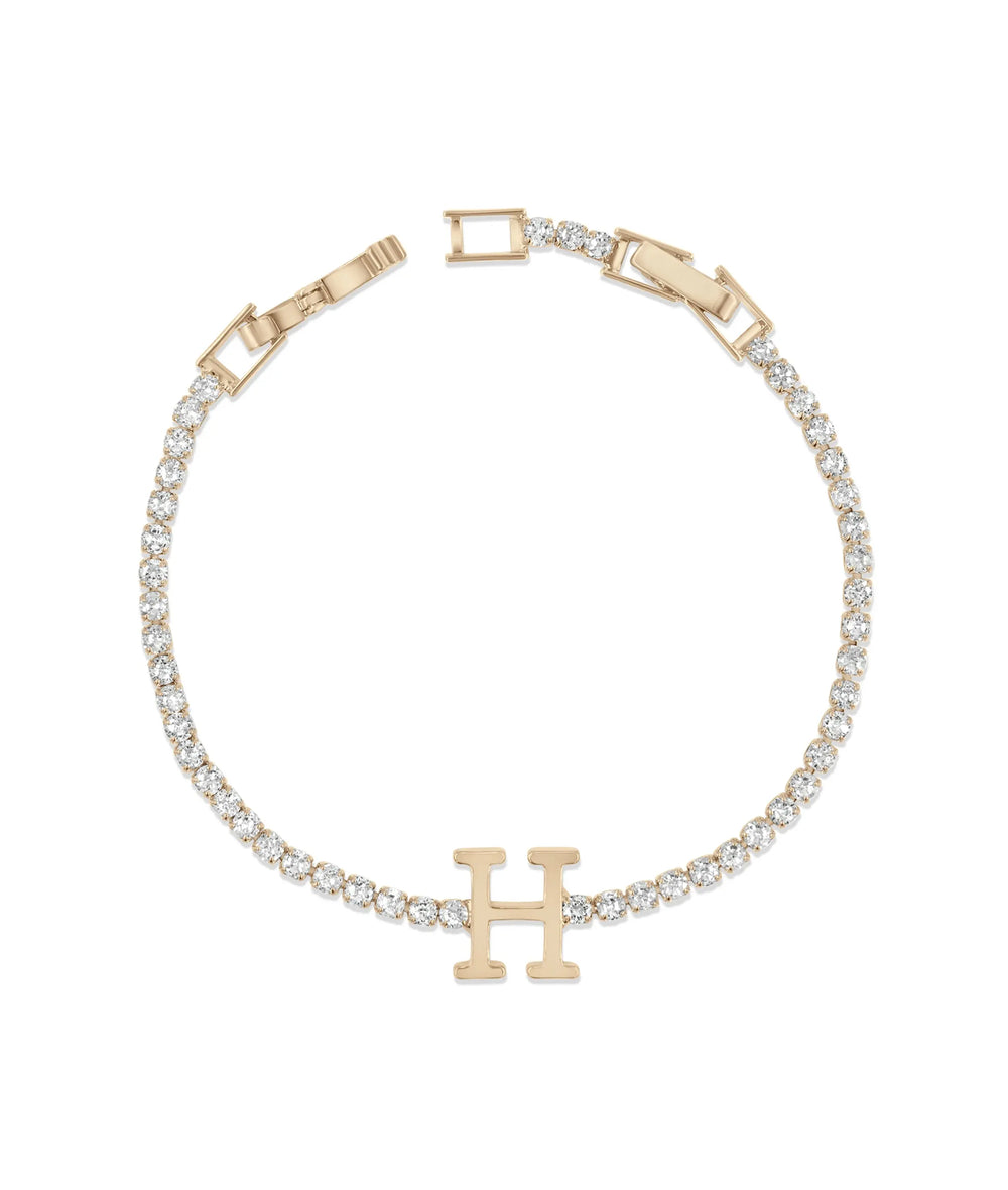 Rose gold Initial Tennis Bracelet with personalized diamond letters