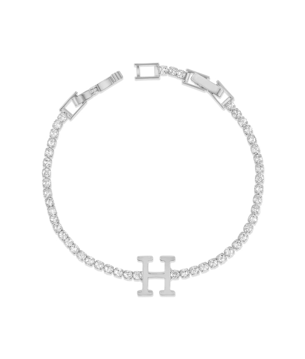 White gold Personalized Initial Tennis Bracelet diamond customization