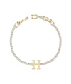 Personalized Initial Tennis Bracelet yellow gold with diamond letter charms
