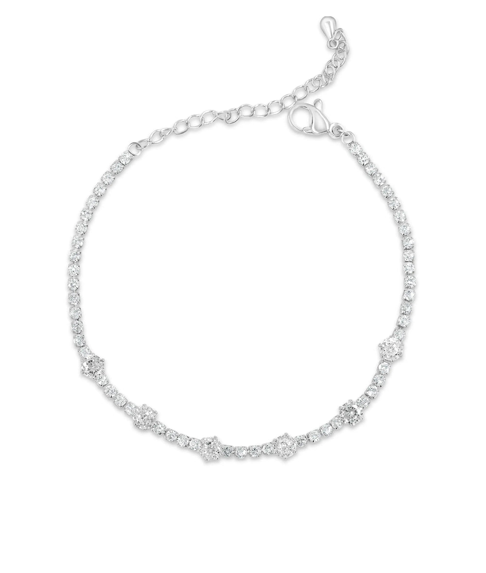 White gold Diamond Station Tennis Bracelet featuring solitaire diamonds