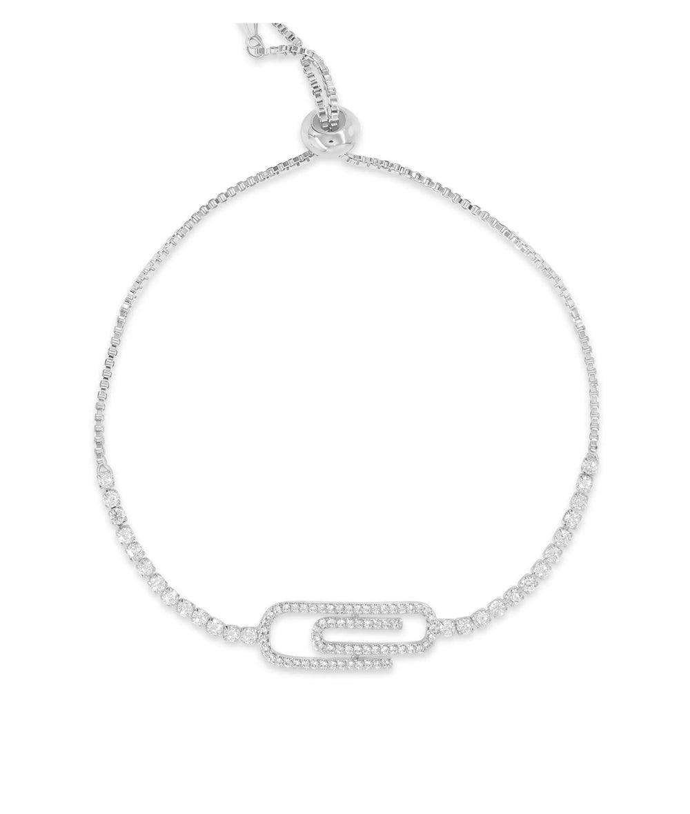White gold Paper Clip Tennis Bolo Bracelet contemporary chain design