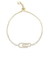 Paper Clip Tennis Bolo Bracelet yellow gold with diamond paper clip links