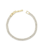 2 Row Diamond Tennis Bracelet yellow gold double-row design front view