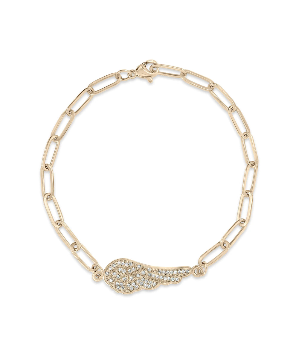 Rose gold Paper Clip Wings Bracelet with sparkling diamond accents