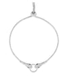 White gold Snake Link Bolo Bracelet featuring diamond accents