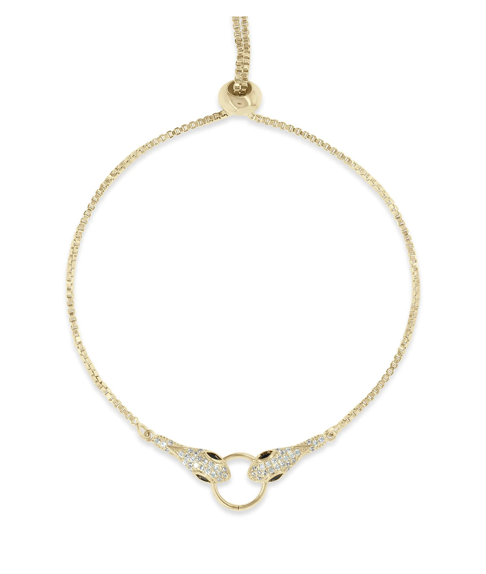 Snake Link Bolo Bracelet yellow gold with textured snake chain front view