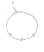 Clover Tennis Bracelet yellow gold with diamond clover motifs front view