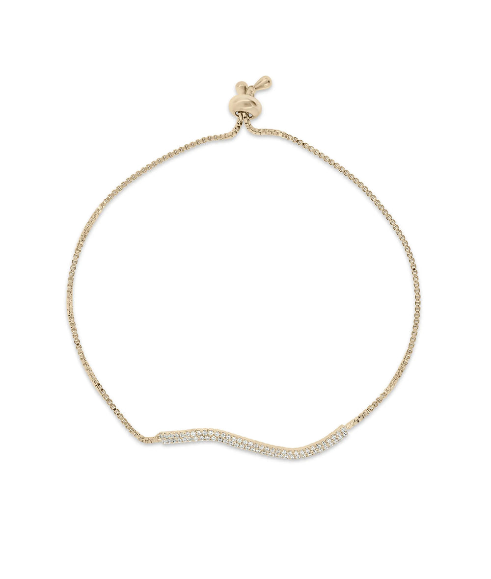 Rose gold Swirl Bar Bolo Bracelet with diamond-adorned swirl pattern