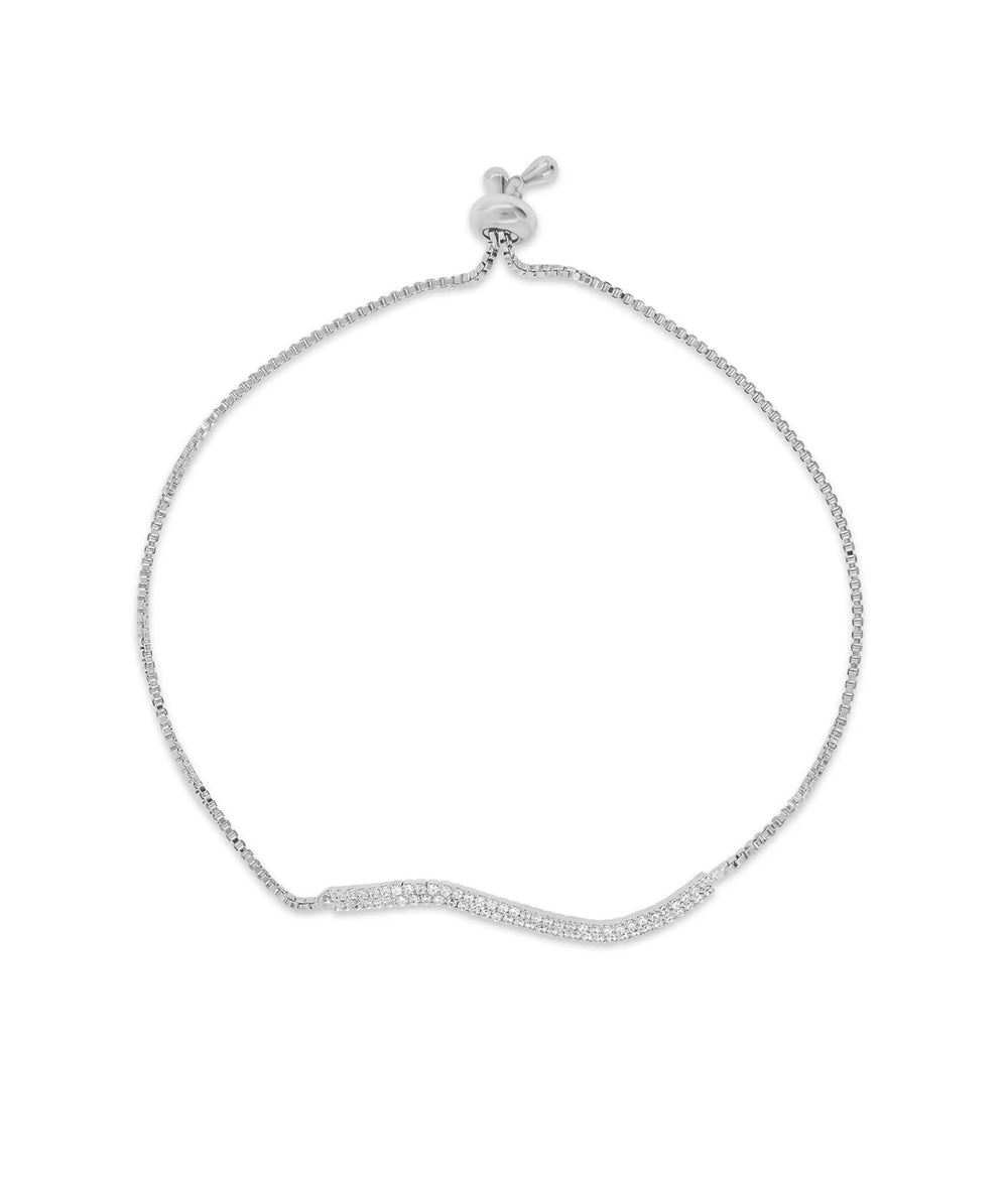 White gold Swirl Bar Bolo Bracelet featuring minimalist bar design