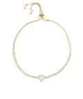 Solitaire Heart Tennis Bolo Bracelet Diamond Gold