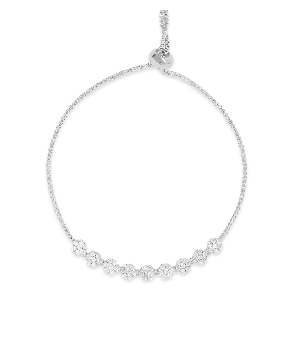 Diamond Star Bolo Bracelet white gold with dimensional layered construction