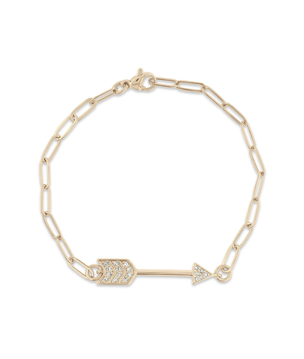 Arrow Paper Clip Bracelet rose gold featuring 1.25-inch arrow width
