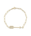 Arrow Paper Clip Bracelet front view yellow gold with directional arrow element
