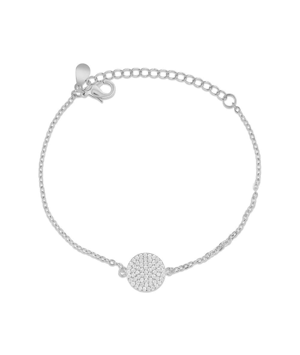 Circle Cable Chain Bracelet white gold with 10mm circular diamond element