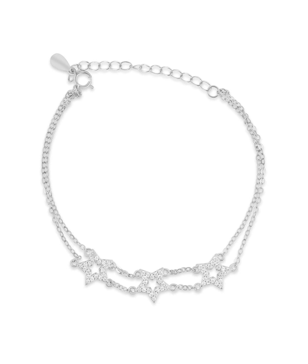2 Row Chain Star Bracelet white gold with 10mm celestial star element