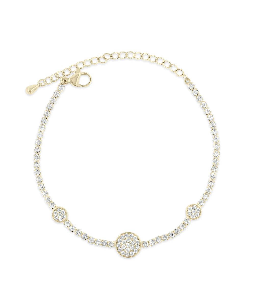Circle Station Tennis Bracelet front view yellow gold with geometric circles
