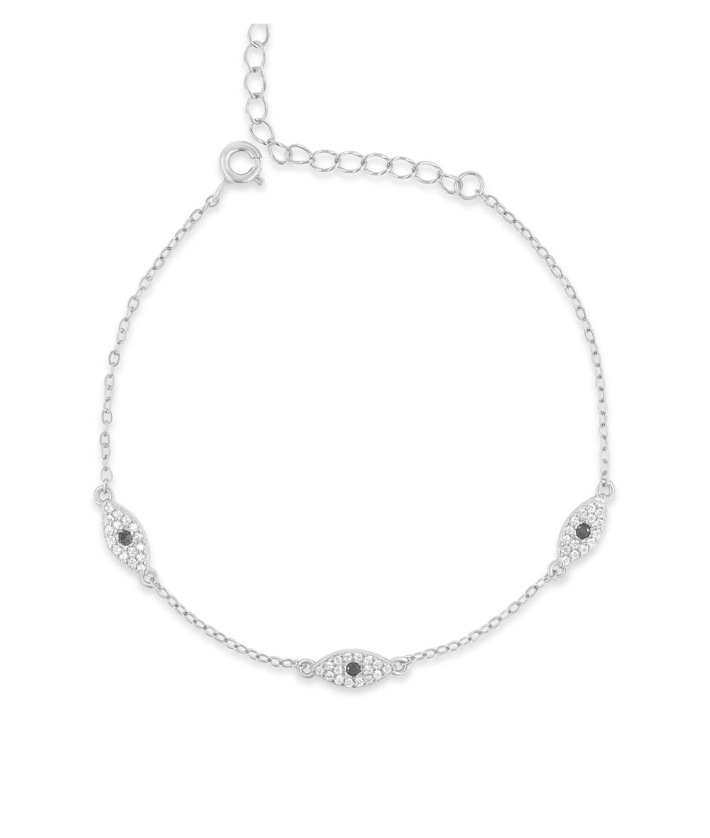 Evil Eye Station Bracelet white gold with gemstone center accents