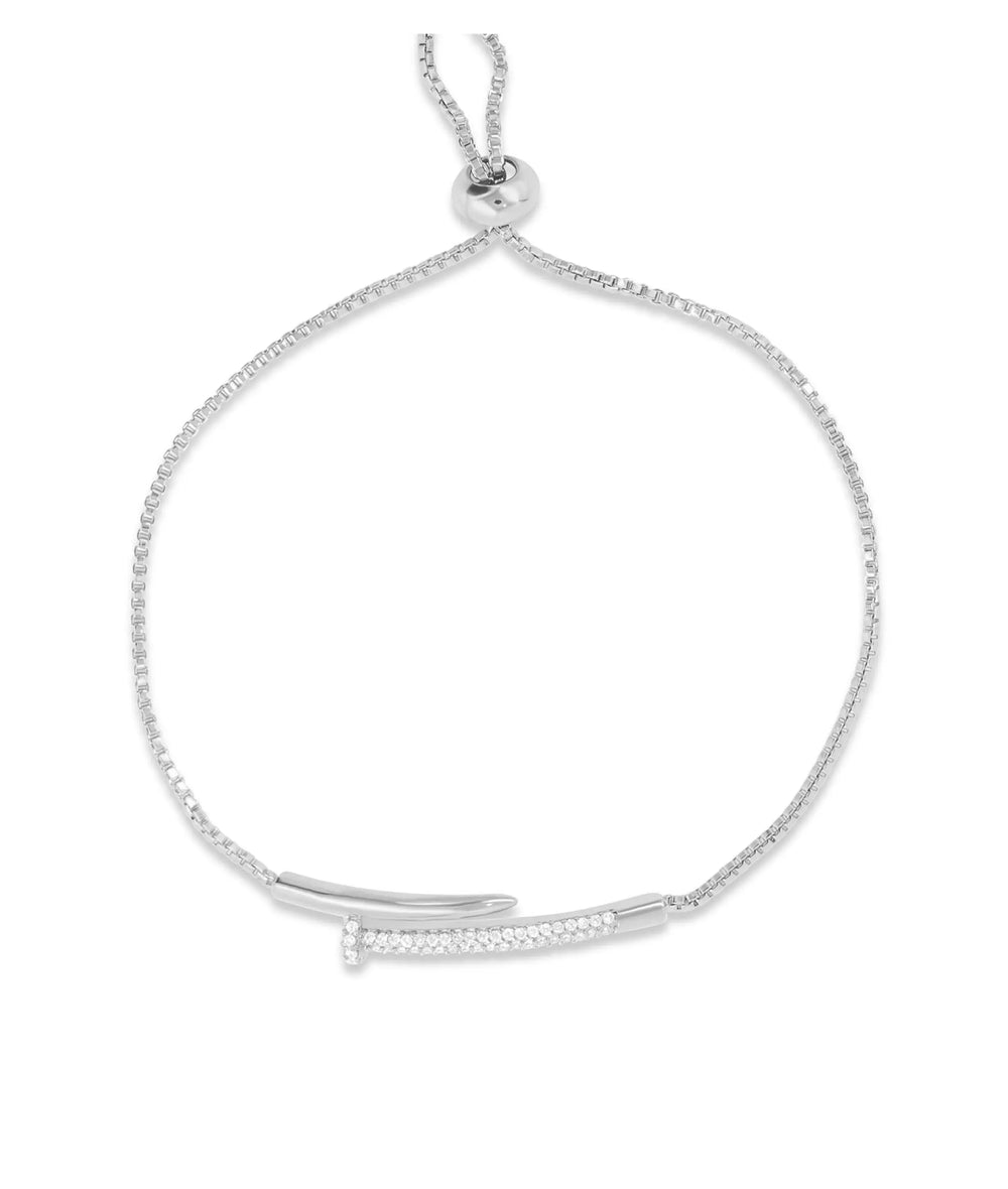 Nail Bolo Bracelet white gold with edgy contemporary aesthetic
