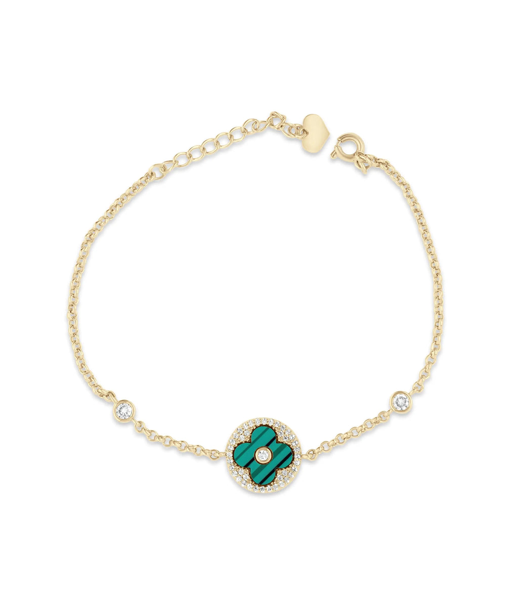 Gemstone Clover Station Bracelet - 79e | Everyday 14K Gold Jewelry