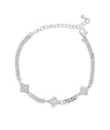 Clover Station Curb Link Bracelet white gold with 6mm clover stations