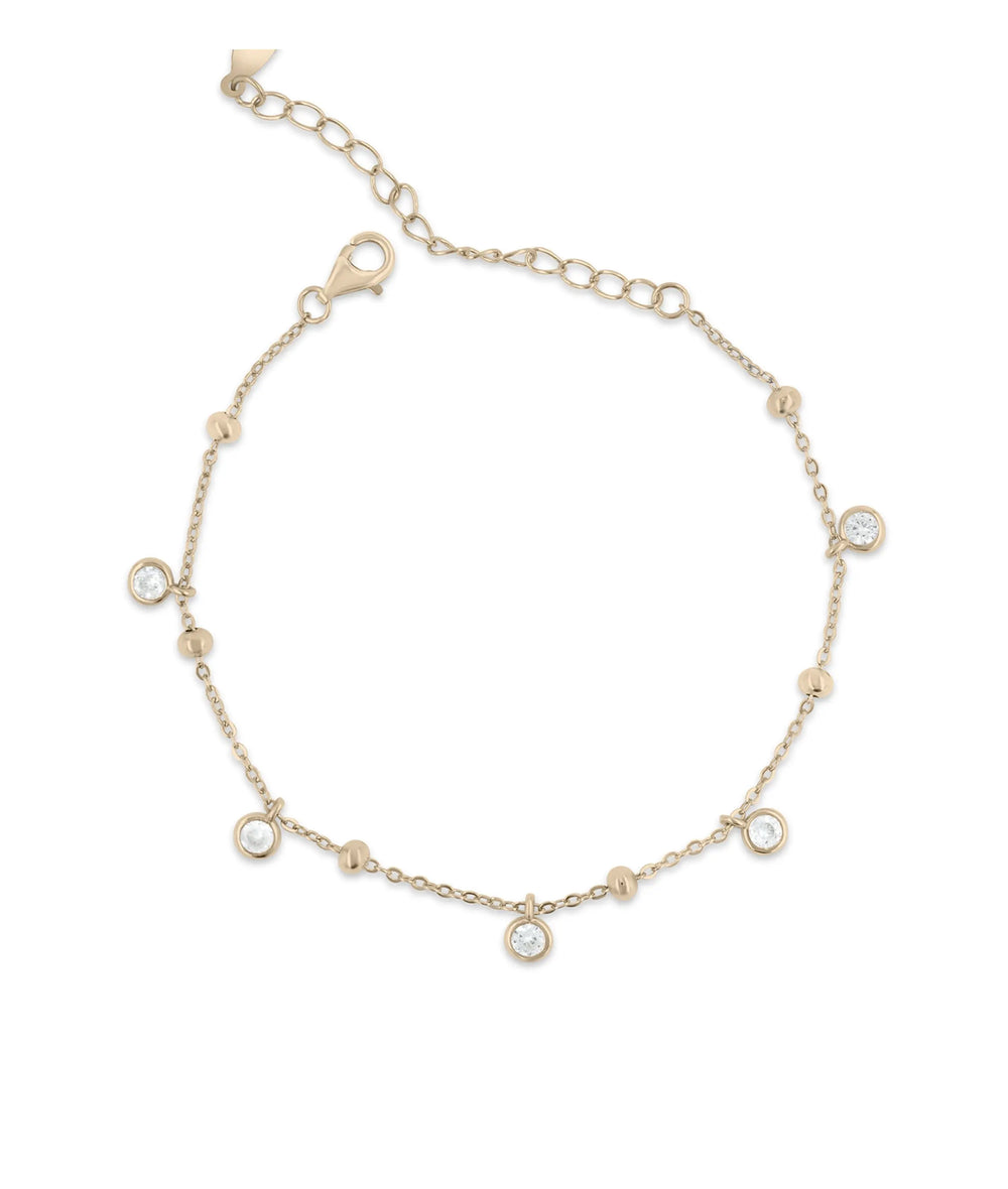 Station Diamond Bracelet rose gold featuring 3mm bead accents