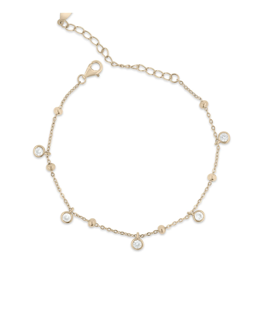Station Diamond Bracelet rose gold featuring 3mm bead accents