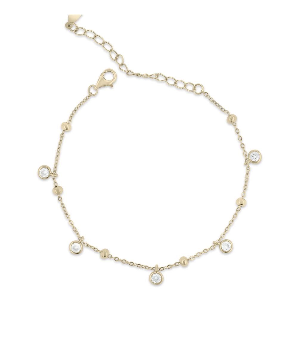 Station Diamond Bracelet front view yellow gold with distributed diamond stations