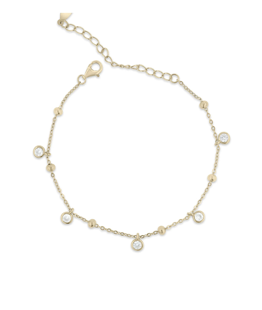 Station Diamond Bracelet front view yellow gold with distributed diamond stations