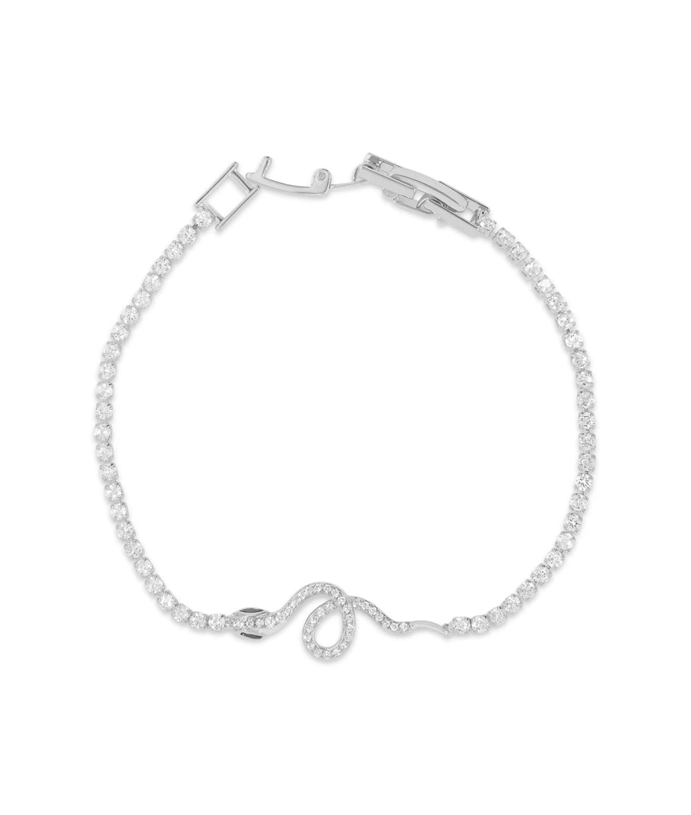 Snake Tennis Bolo Bracelet white gold with continuous diamond sparkle