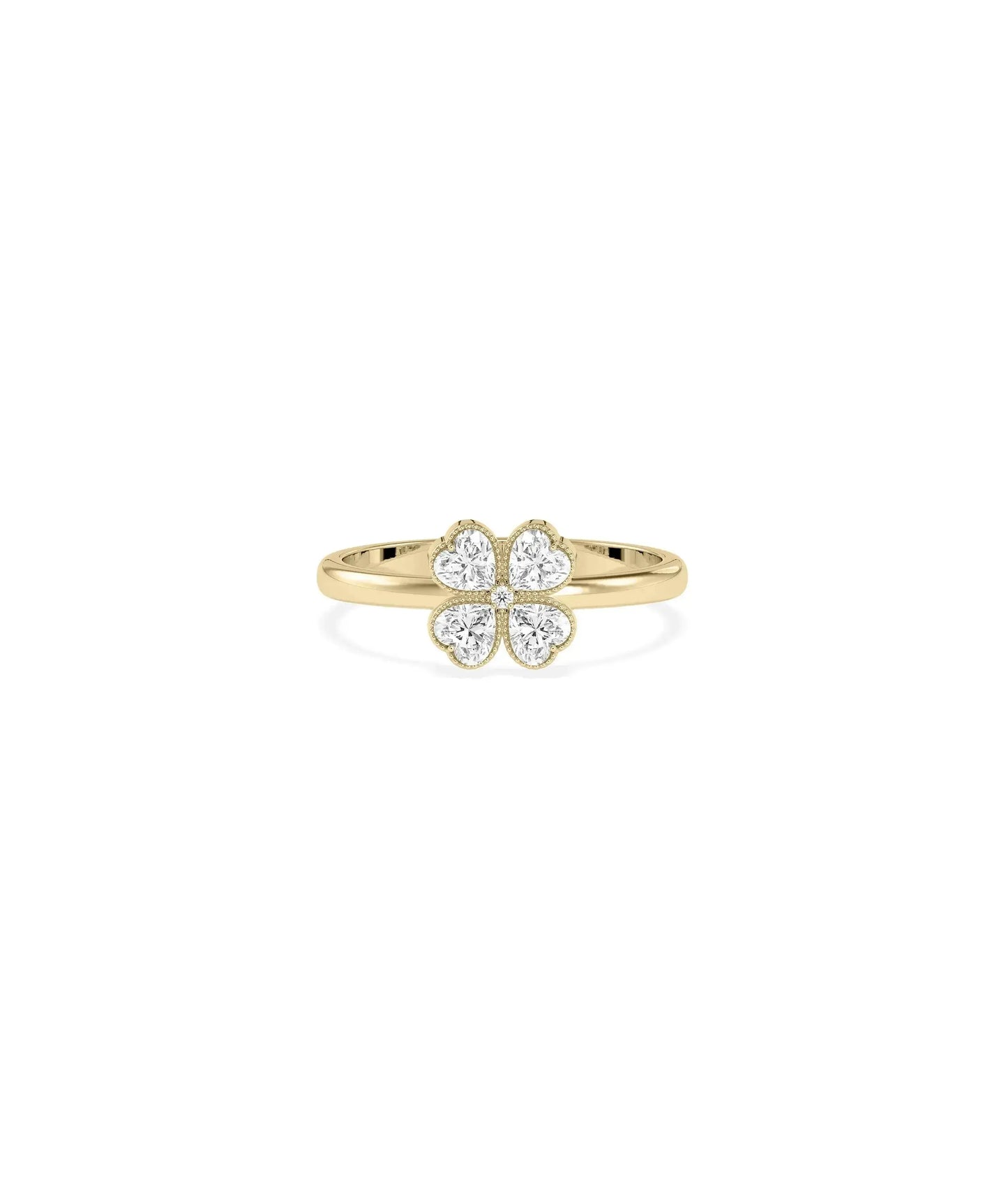Clover Ring with four-leaf clover design and diamond-studded leaves