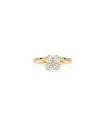 Clover Ring with four-leaf clover design and diamond-studded leaves