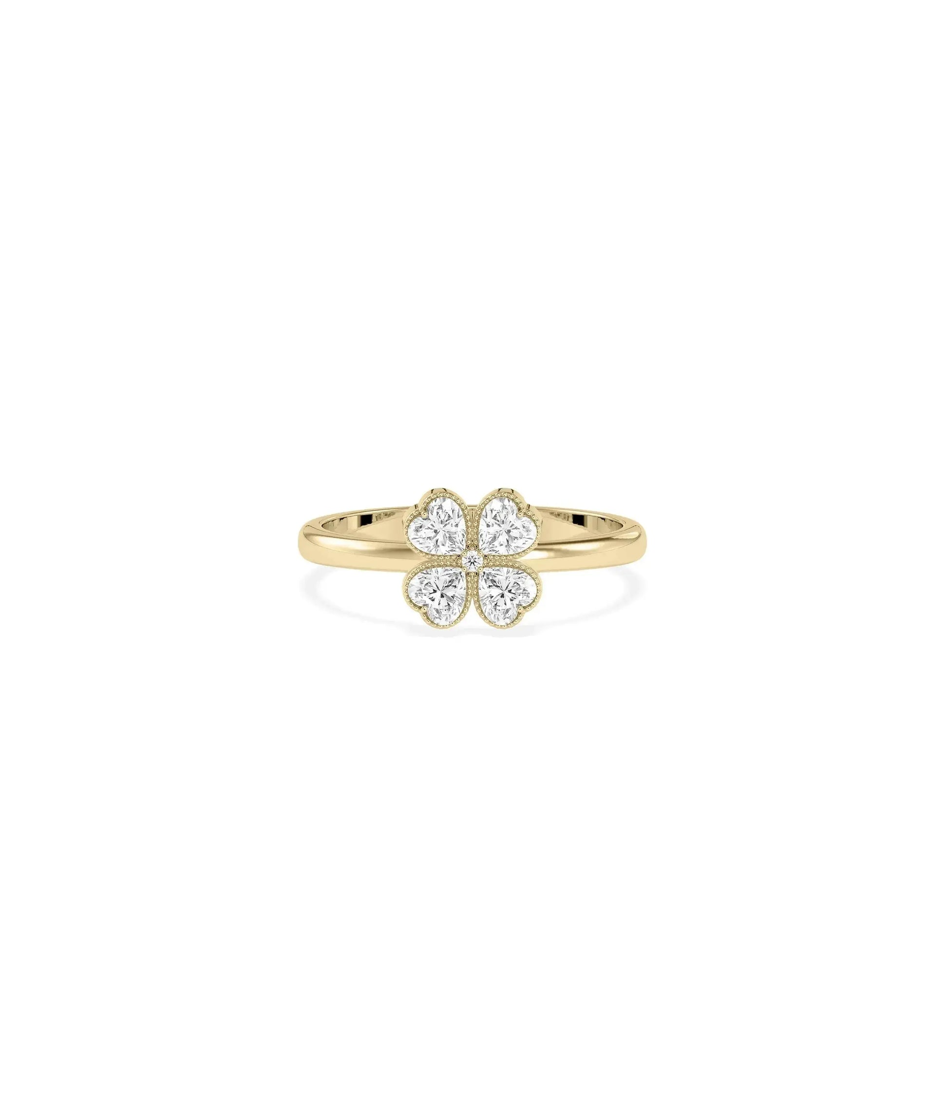 Clover Ring with four-leaf clover design and diamond-studded leaves