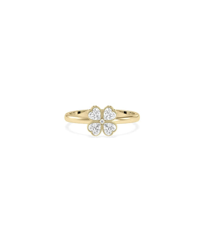 Clover Ring with four-leaf clover design and diamond-studded leaves